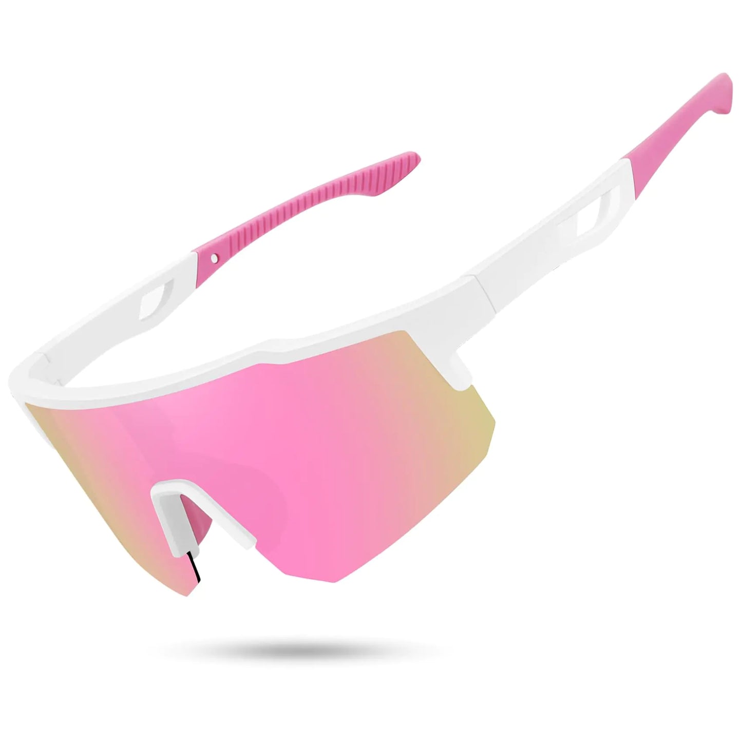 STORYCOAST Polarized Sports Sunglasses for Men Women Fishing Cycling Bike Running Sun Glasses UV Protection White Frame/Pink Mirror Lens