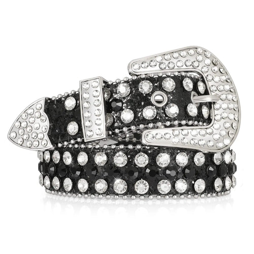 SUOSDEY Kids Rhinestone Western Belt for Girls Boys Cowboy Cowgirl Diamond Studded Bling Leather Belt