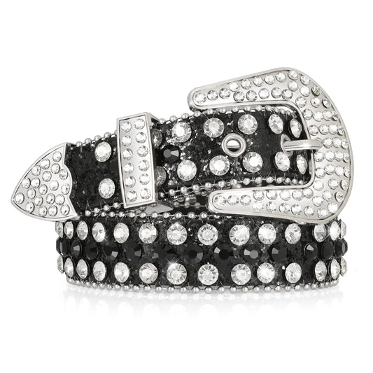 SUOSDEY Kids Rhinestone Western Belt for Girls Boys Cowboy Cowgirl Diamond Studded Bling Leather Belt