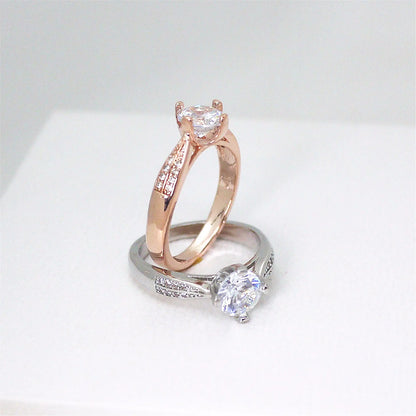 Four-Prong Ring, Diamond Ring, Zircon Ring