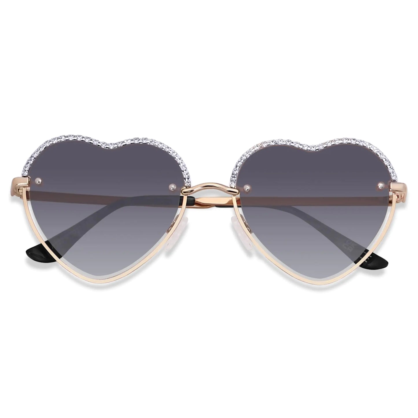 ANDWOOD Trendy Heart Shaped Sunglasses Womens Rhinestone Love Eye Sun glasses Metal Lovely Fashion Diamond Sunnies