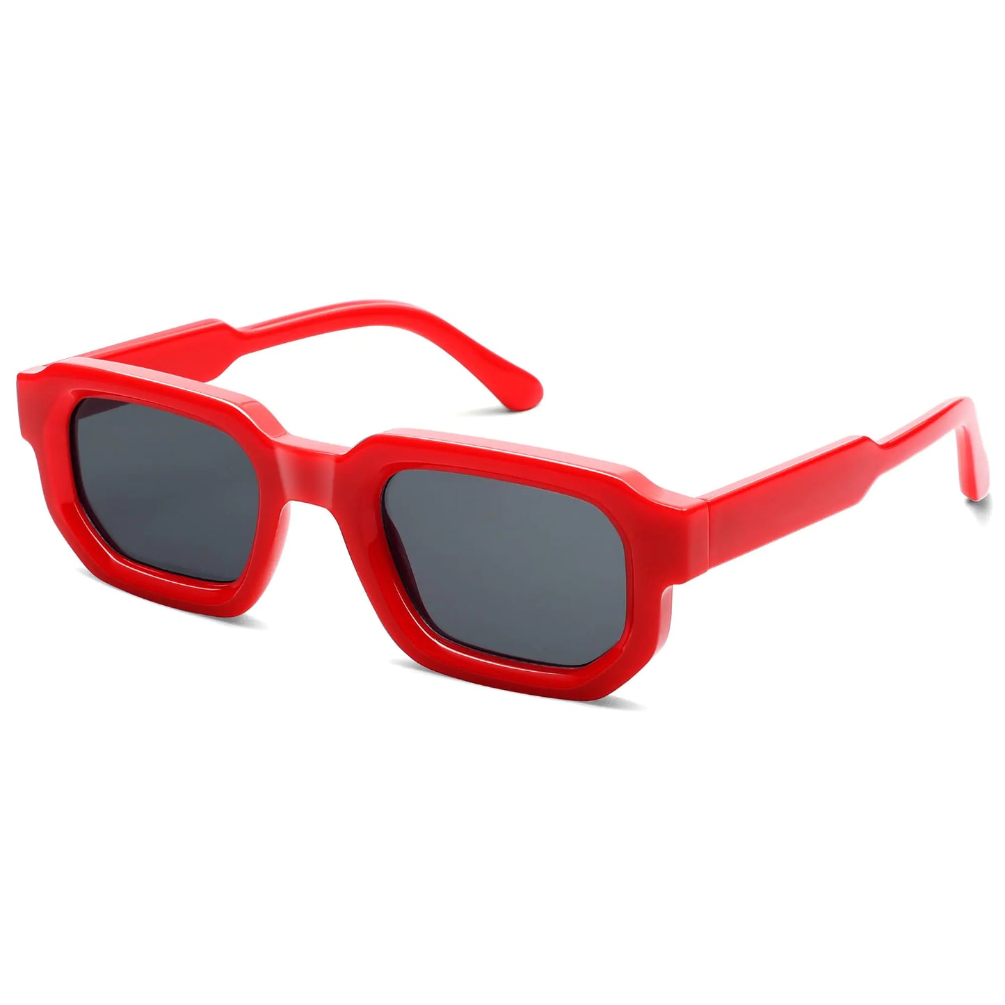 VANLINKER Retro Chunky Rectangle Sunglasses for Men Women Vintage Trendy Square Thick Sun Glasses VL9823Red/Grey