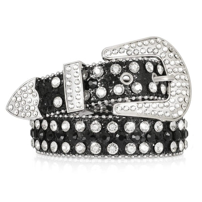 SUOSDEY Kids Rhinestone Western Belt for Girls Boys Cowboy Cowgirl Diamond Studded Bling Leather Belt